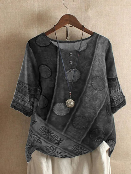 Kessoro Women's Digital Print Relaxed-Fit Summer Blouse — view 5