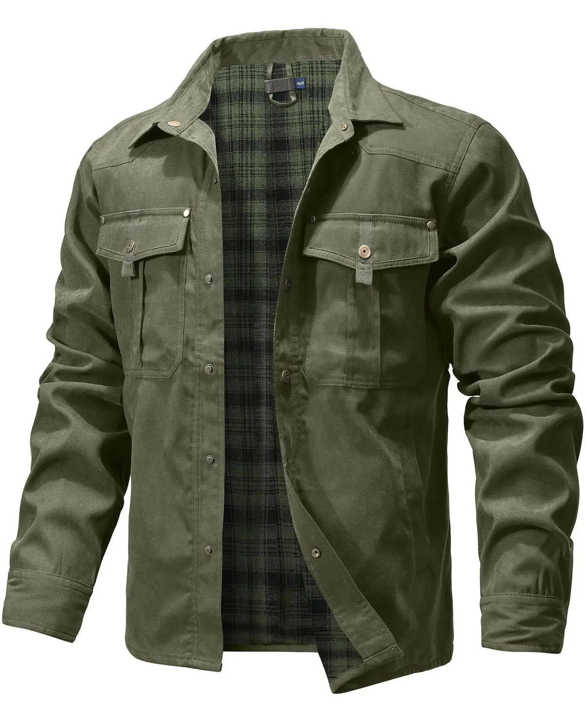 Kessoro Men's Flannel-Lined Snap-Button Shirt Jacket — view 8