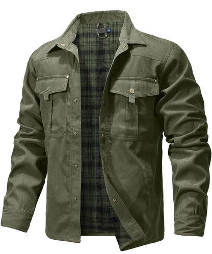 Kessoro Men's Flannel-Lined Snap-Button Shirt Jacket — view 8