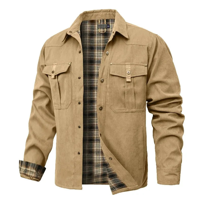 Kessoro Men's Flannel-Lined Snap-Button Shirt Jacket — view 7