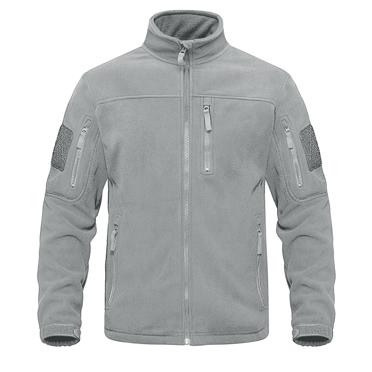 Men's zip-up thermal fleece hiking jacket, zip detail