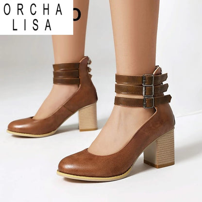 Kessoro Women's Round-Toe Block Heel Pumps — view 2