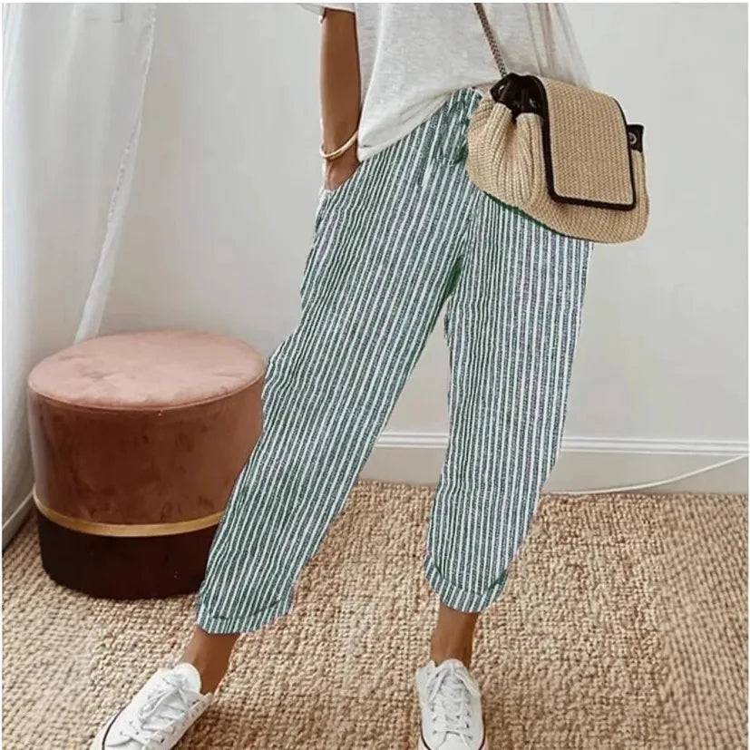 Kessoro Women's Striped Drawstring Elastic-Waist Pants — view 5