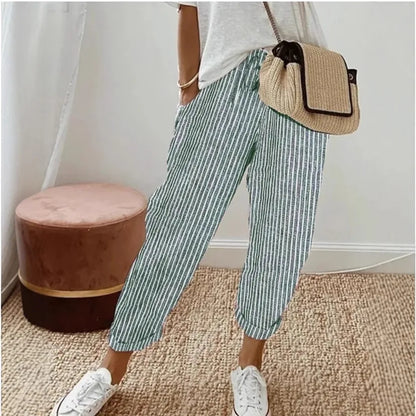 Kessoro Women's Striped Drawstring Elastic-Waist Pants — view 5