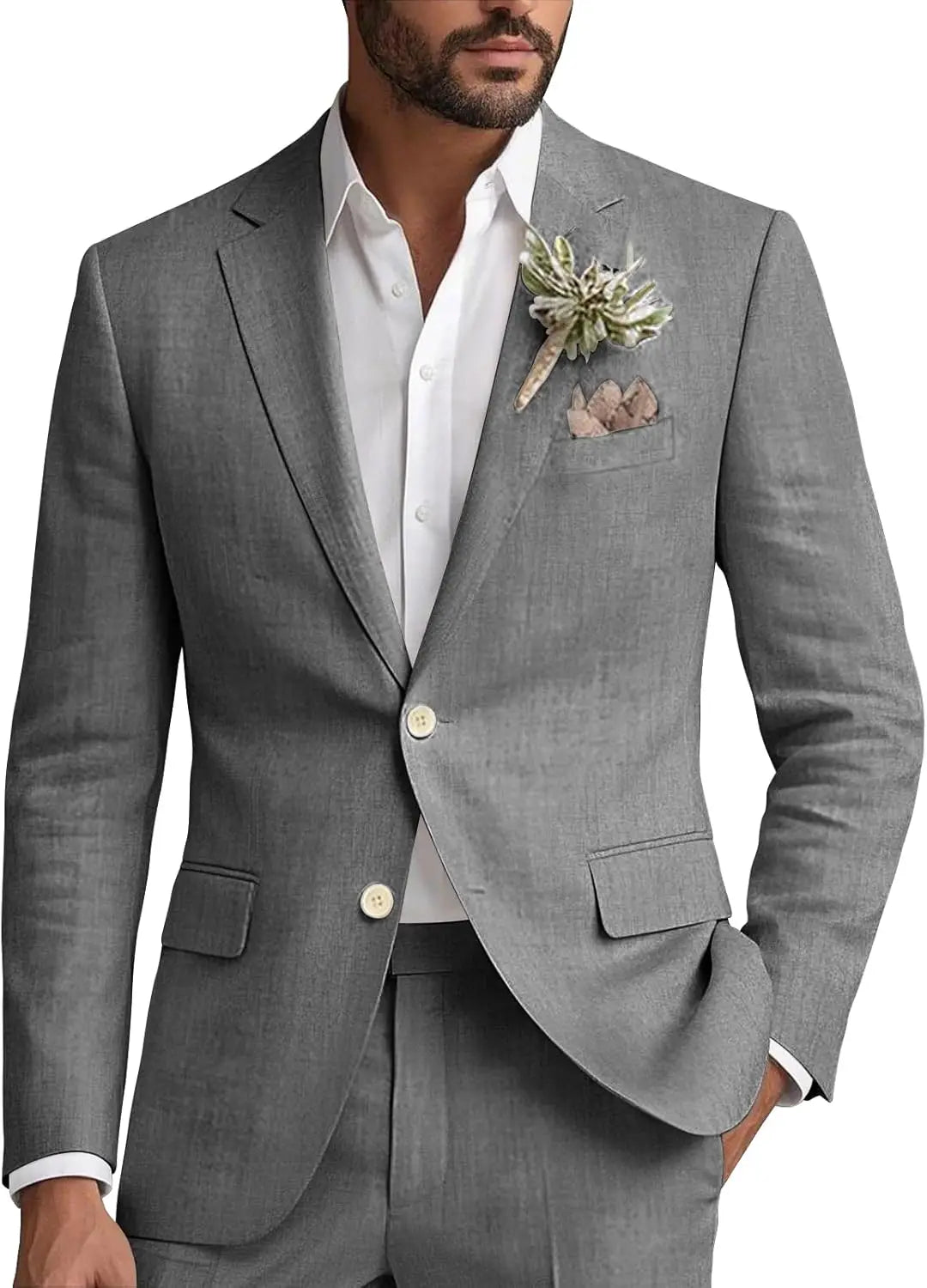 Kessoro Men's Classic Casual Linen Blazer — view 11