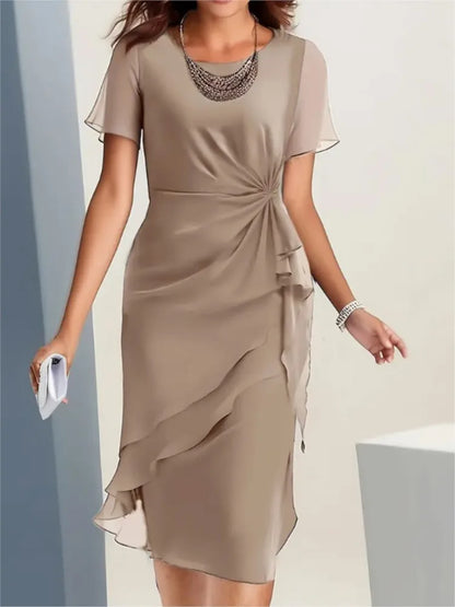 Kessoro Women's Patchwork Pleated Polyester Dress — view 9