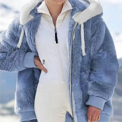 Women's hooded cashmere jacket, fabric detail