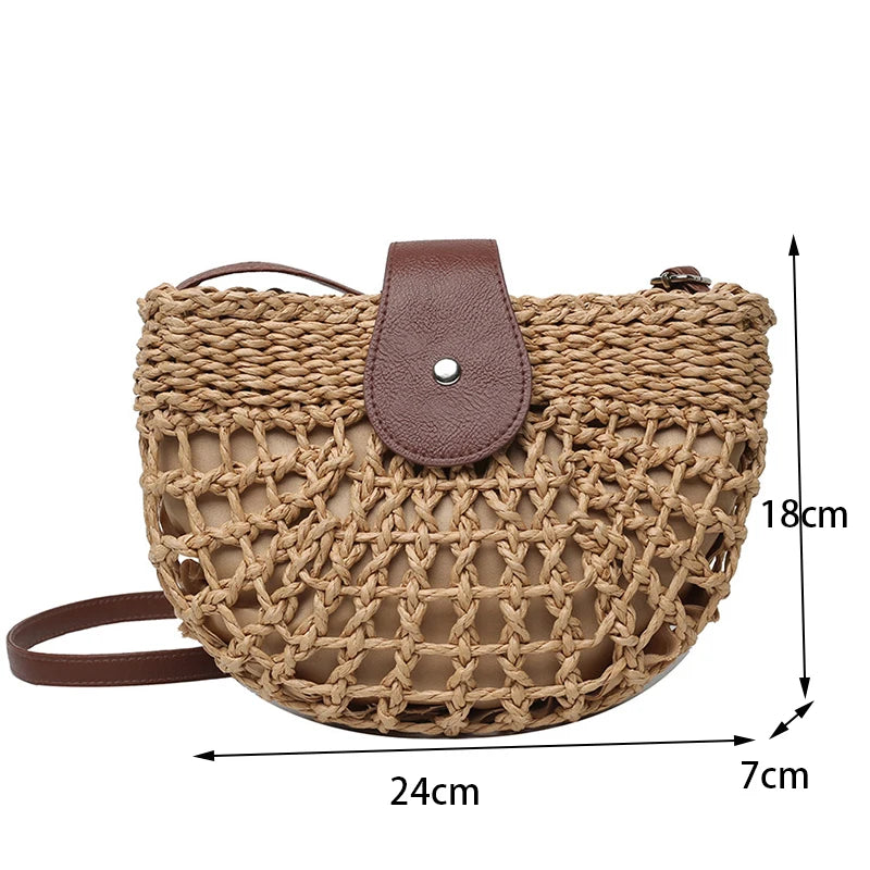 Kessoro Women's Handwoven Straw Crossbody Tote Bag — view 8
