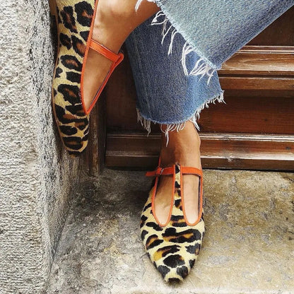 Kessoro Women's Leopard Print Pointed-Toe Low Heel Pumps — view 2