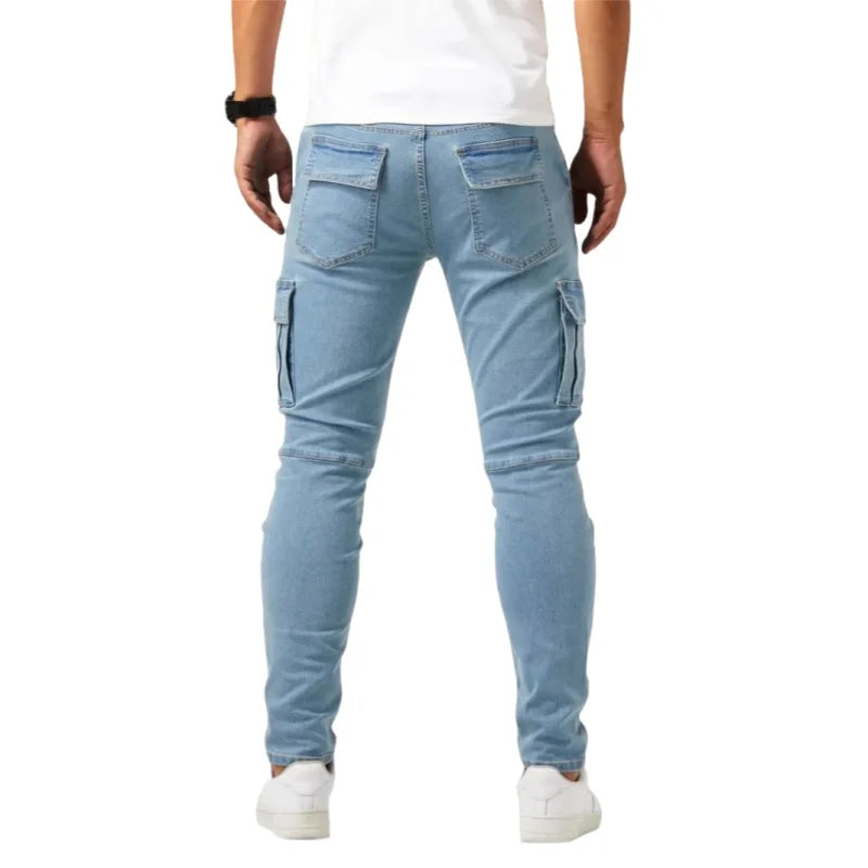 Kessoro Men's Relaxed Straight Grey Wash Denim Jeans — view 3