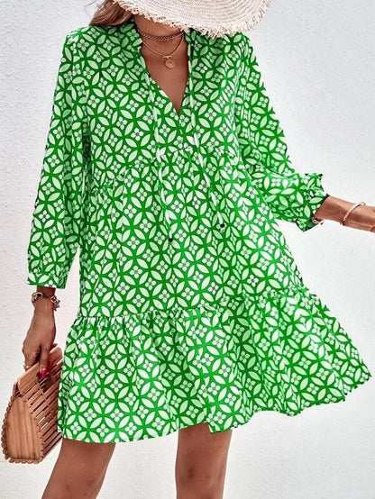 Kessoro Women's V-Neck Printed Knee-Length Summer Dress — view 10