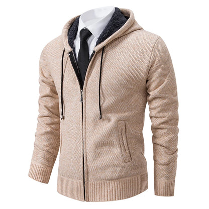 Men's warm fleece cardigan, worn