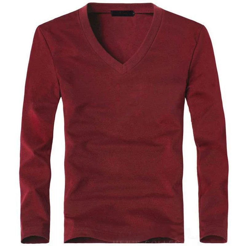 Men's solid long-sleeve T-shirt, front view