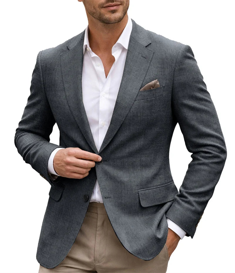 Men's slim-fit casual blazer, front view
