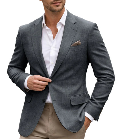 Men's slim-fit casual blazer, front view