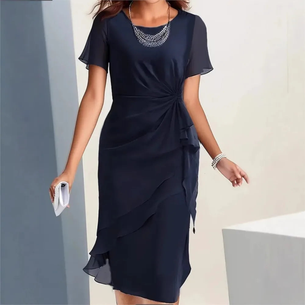Kessoro Women's Patchwork Pleated Polyester Dress — view 5