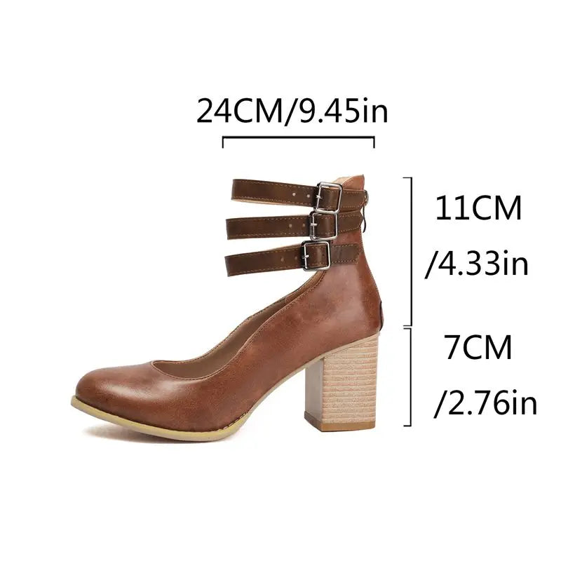 Kessoro Women's Round-Toe Block Heel Pumps — view 3