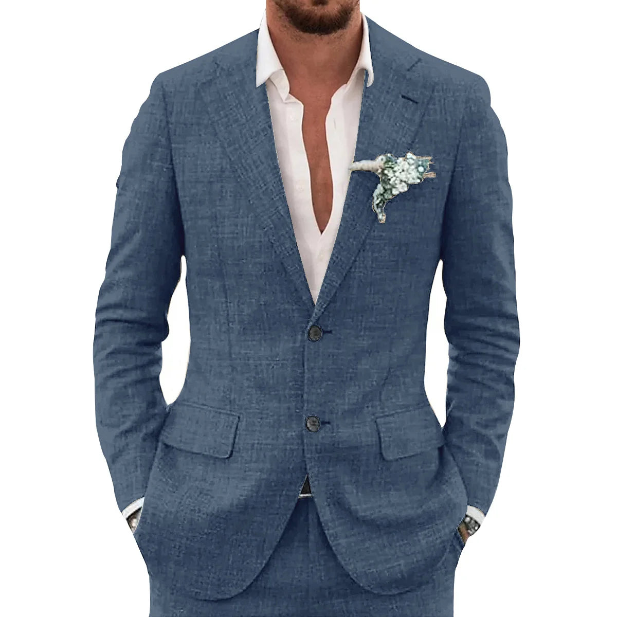 Kessoro Men's Slim-Fit Casual Linen Suit — view 10