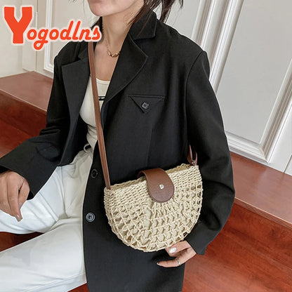 Kessoro Women's Handwoven Straw Crossbody Tote Bag — view 3