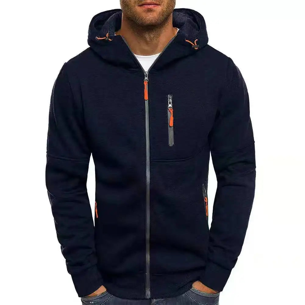 Men's solid hooded sweater, hood detail