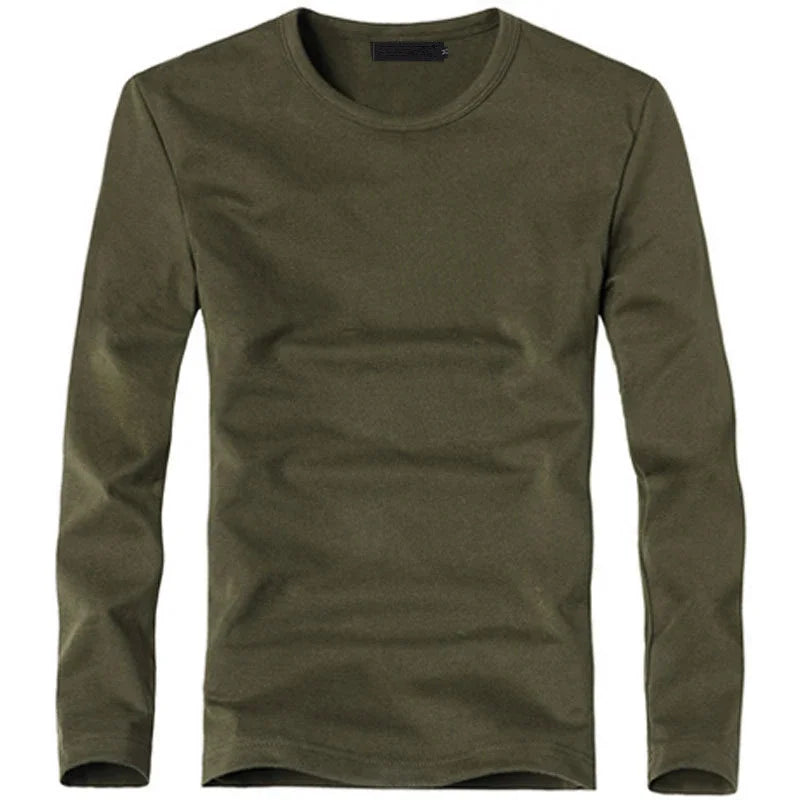 Men's solid long-sleeve T-shirt, back view