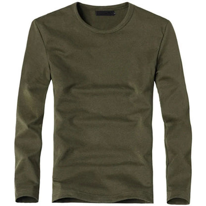 Men's solid long-sleeve T-shirt, back view