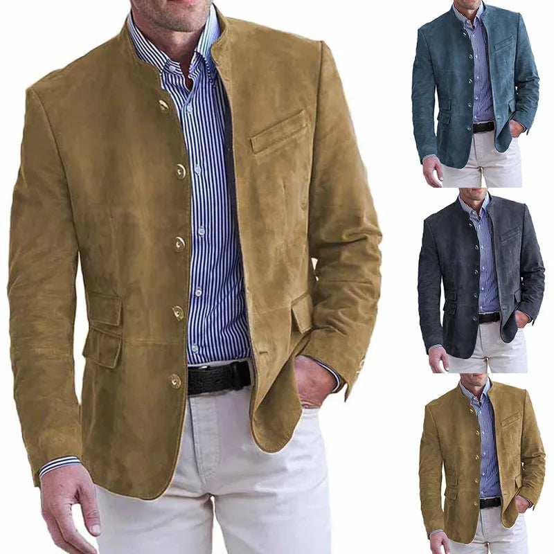 Kessoro Men's Casual Relaxed-Fit Suede Blazer — view 2