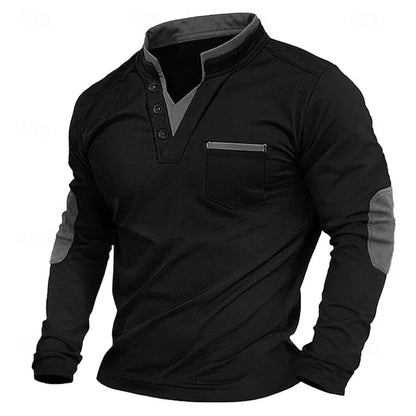 Kessoro men's classic V-neck relaxed fit sweatshirt in brown, gray, army green and blue