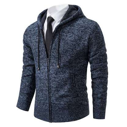 Men's warm fleece cardigan, side view