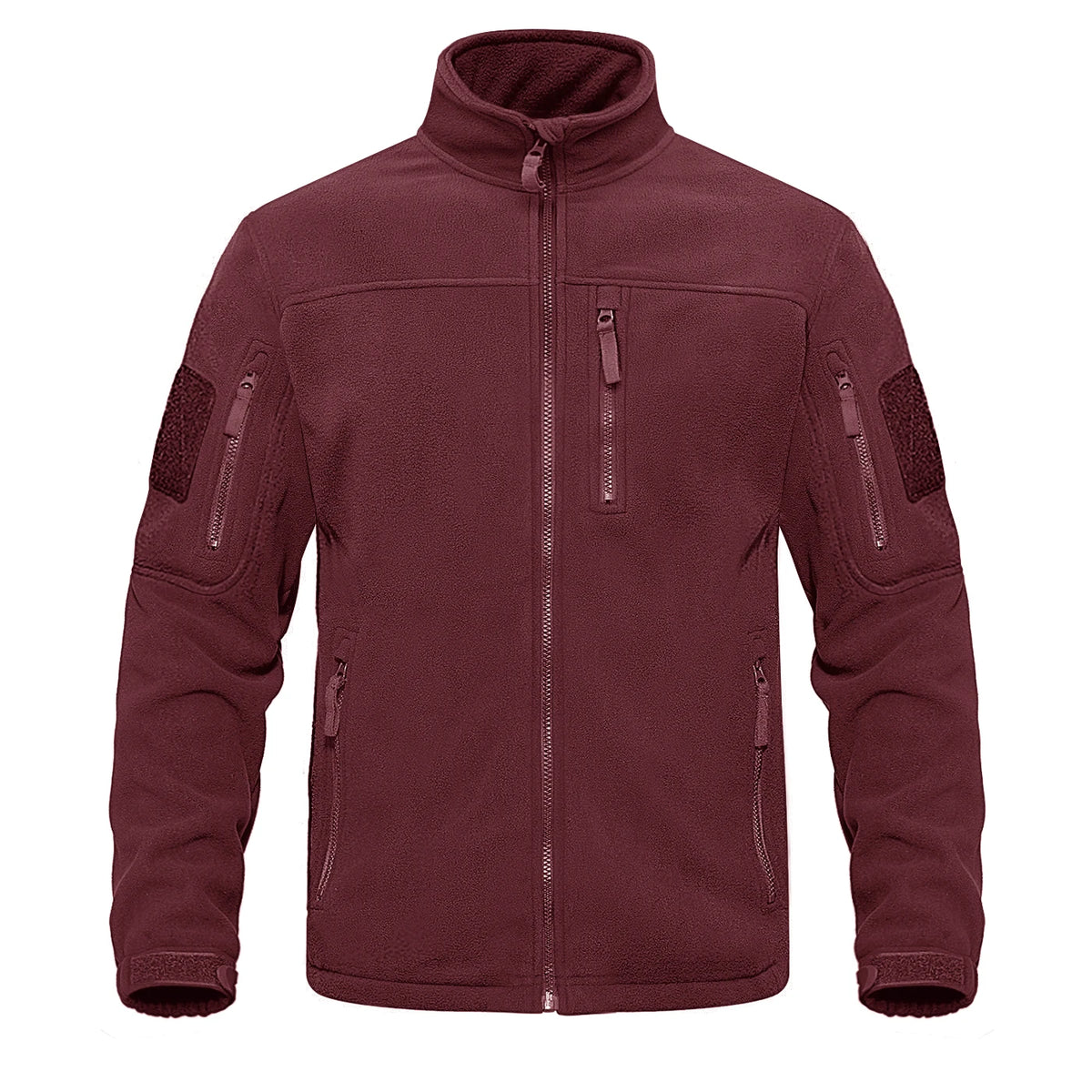 Men's zip-up thermal fleece hiking jacket, side view