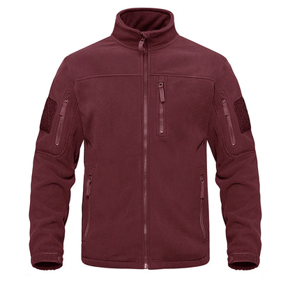 Men's zip-up thermal fleece hiking jacket, side view