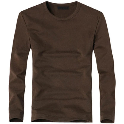 Men's solid long-sleeve T-shirt, flat lay
