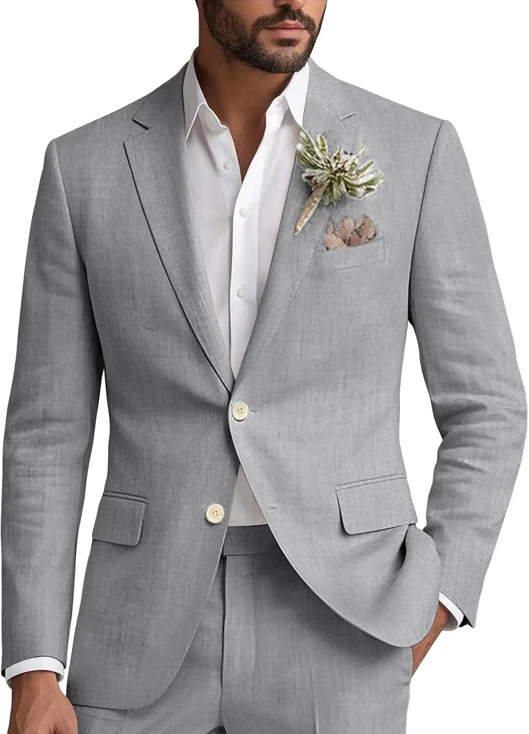 Kessoro Men's Classic Casual Linen Blazer — view 3