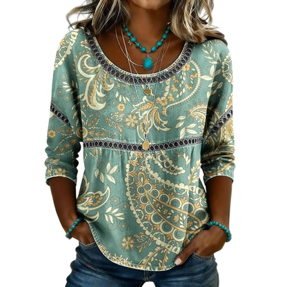 Kessoro Women's Paisley Three-Quarter Sleeve Tunic Blouse — view 2