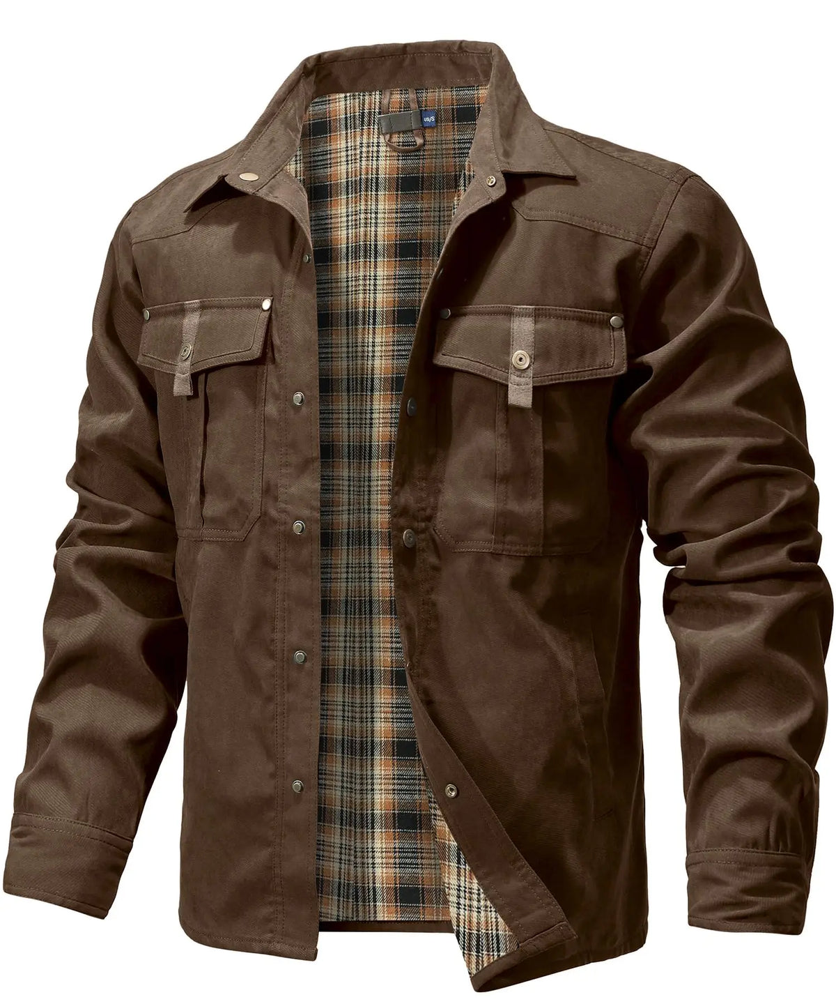 Kessoro Men's Flannel-Lined Snap-Button Shirt Jacket — view 12