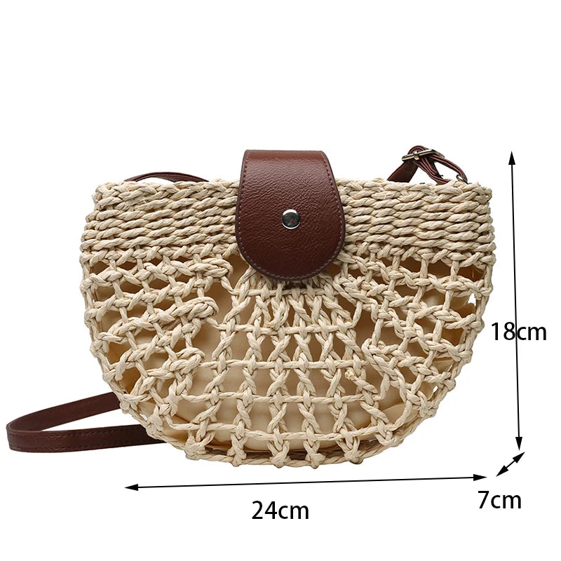Kessoro Women's Handwoven Straw Crossbody Tote Bag — view 9