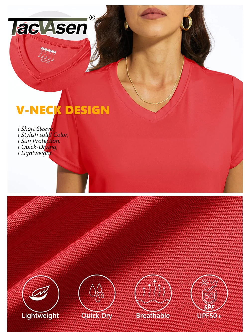Kessoro Women's Quick-Dry V-Neck Sun Protection Tee — view 5