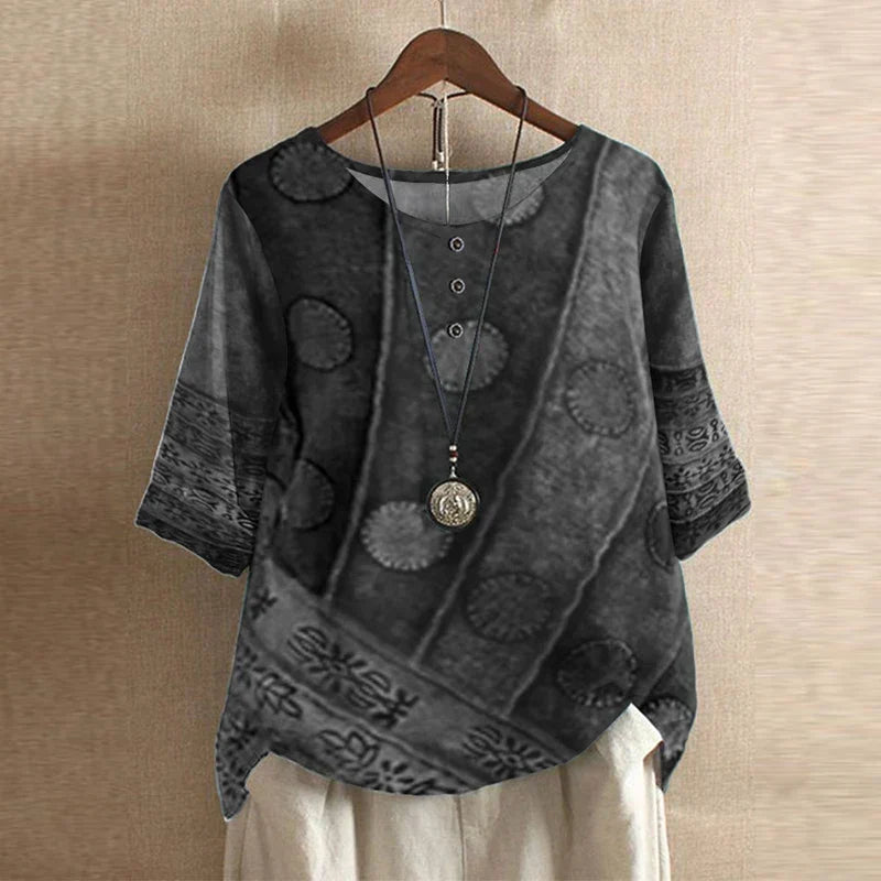 Kessoro women's retro floral print relaxed blouse in eleven colourways