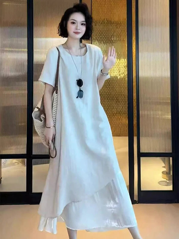 Kessoro Women's Casual Short-Sleeve Cotton Midi Dress — view 5