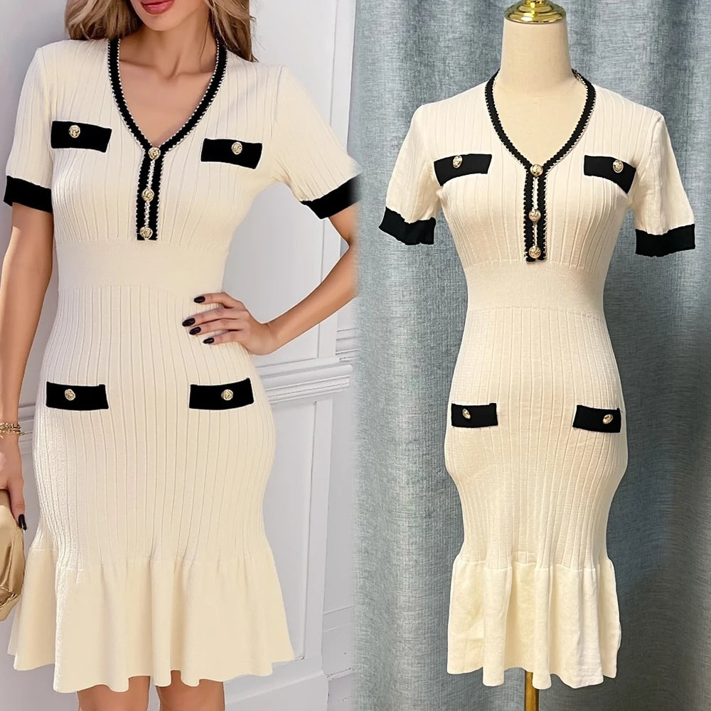 Kessoro Women's V-Neck Ruffled A-Line Mini Dress — view 10