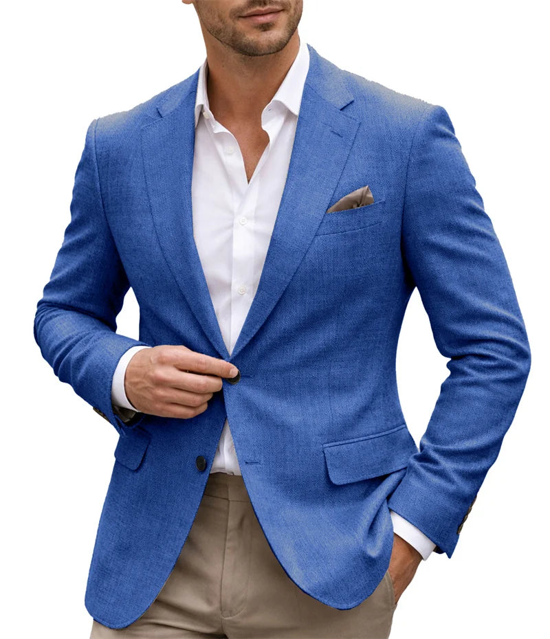 Men's slim-fit casual blazer, back view