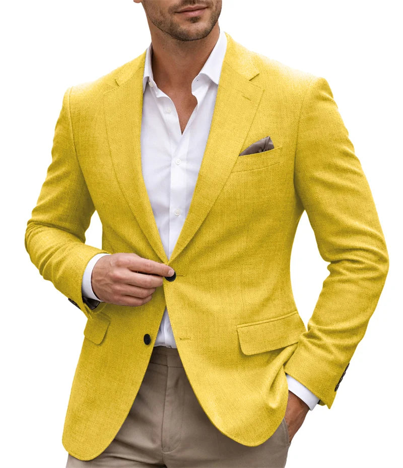 Men's slim-fit casual blazer, flat lay