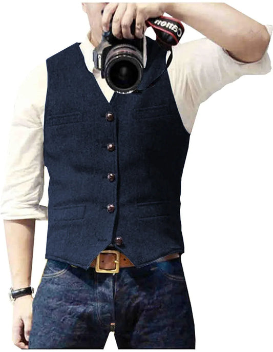 Kessoro men's tailored heritage formal waistcoat in navy, burgundy, black, grey and champagne