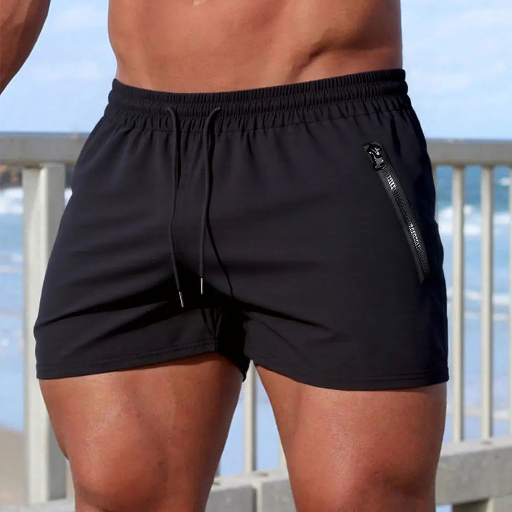 Kessoro Men's Solid Colour Drawstring Swim Trunks — view 5