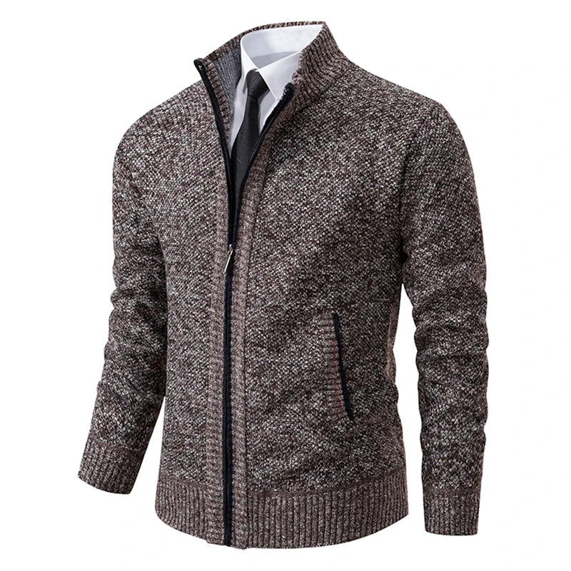 Men's warm fleece cardigan, front view