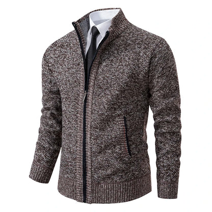 Men's warm fleece cardigan, front view
