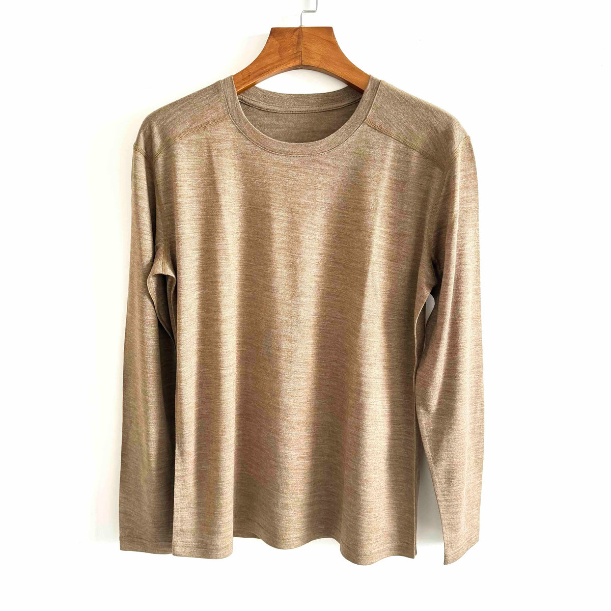 Men's long-sleeve wool T-shirt, side view