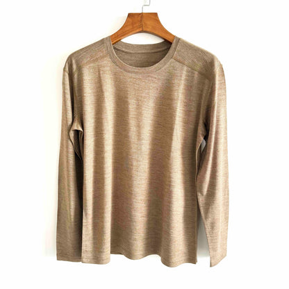 Men's long-sleeve wool T-shirt, side view