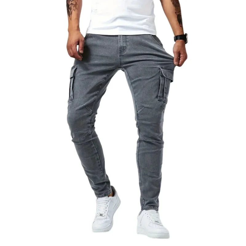 Kessoro Men's Relaxed Straight Grey Wash Denim Jeans — view 8
