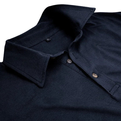 Kessoro men's long-sleeve collared stretch polo in blue, black, brown, grey and green